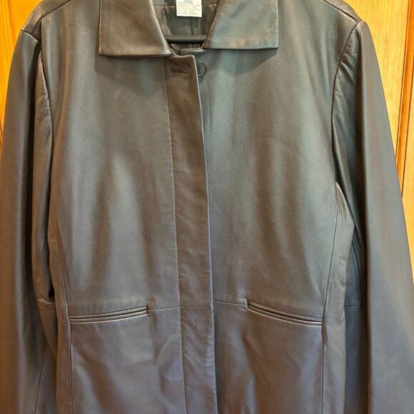 Jones New York Women's Dark Brown Leather Button-Up Jacket, Size: XL - Picture 2 of 16